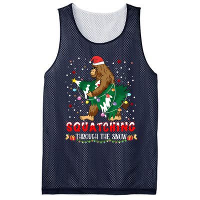 Sasquatch Christmas Squatching Bigfoot Santa Xmas Tree Light Mesh Reversible Basketball Jersey Tank