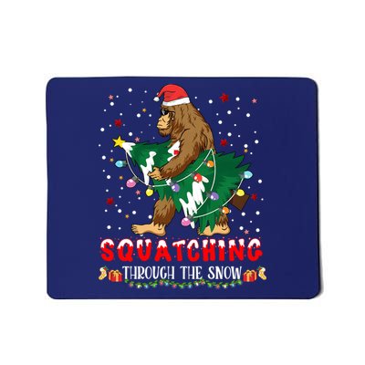 Sasquatch Christmas Squatching Bigfoot Santa Xmas Tree Light Mousepad