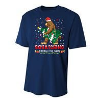 Sasquatch Christmas Squatching Bigfoot Santa Xmas Tree Light Youth Performance Sprint T-Shirt