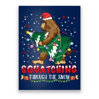 Sasquatch Christmas Squatching Bigfoot Santa Xmas Tree Light Poster
