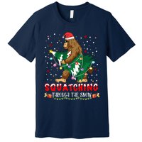 Sasquatch Christmas Squatching Bigfoot Santa Xmas Tree Light Premium T-Shirt