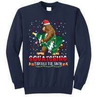 Sasquatch Christmas Squatching Bigfoot Santa Xmas Tree Light Tall Sweatshirt