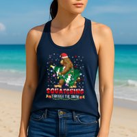 Sasquatch Christmas Squatching Bigfoot Santa Xmas Tree Light Womens Tank Top