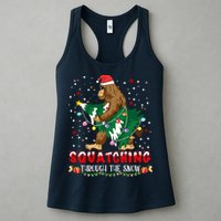 Sasquatch Christmas Squatching Bigfoot Santa Xmas Tree Light Womens Tank Top