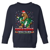 Sasquatch Christmas Squatching Bigfoot Santa Xmas Tree Light Toddler Sweatshirt