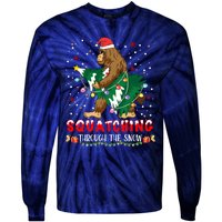 Sasquatch Christmas Squatching Bigfoot Santa Xmas Tree Light Tie-Dye Long Sleeve Shirt