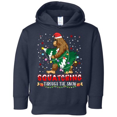 Sasquatch Christmas Squatching Bigfoot Santa Xmas Tree Light Toddler Hoodie