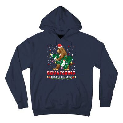 Sasquatch Christmas Squatching Bigfoot Santa Xmas Tree Light Tall Hoodie