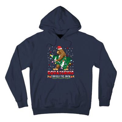 Sasquatch Christmas Squatching Bigfoot Santa Xmas Tree Light Tall Hoodie