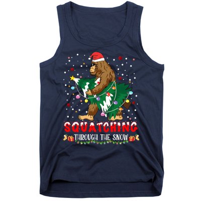 Sasquatch Christmas Squatching Bigfoot Santa Xmas Tree Light Tank Top