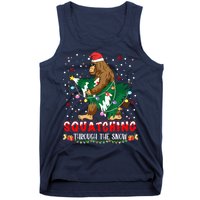 Sasquatch Christmas Squatching Bigfoot Santa Xmas Tree Light Tank Top