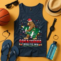 Sasquatch Christmas Squatching Bigfoot Santa Xmas Tree Light Tank Top