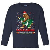 Sasquatch Christmas Squatching Bigfoot Santa Xmas Tree Light Toddler Long Sleeve Shirt