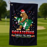 Sasquatch Christmas Squatching Bigfoot Santa Xmas Tree Light Golf Towel
