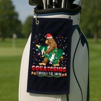 Sasquatch Christmas Squatching Bigfoot Santa Xmas Tree Light Golf Towel