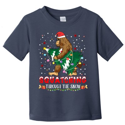 Sasquatch Christmas Squatching Bigfoot Santa Xmas Tree Light Toddler T-Shirt