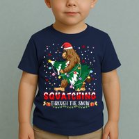 Sasquatch Christmas Squatching Bigfoot Santa Xmas Tree Light Toddler T-Shirt