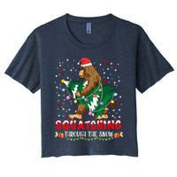 Sasquatch Christmas Squatching Bigfoot Santa Xmas Tree Light Crop Top