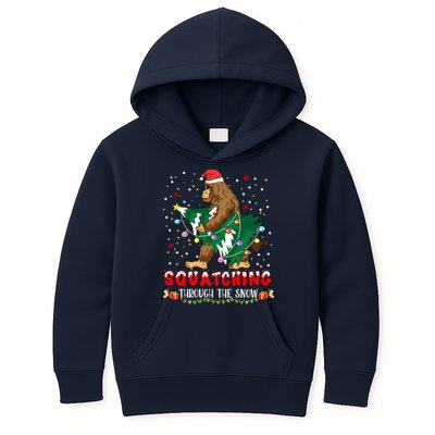Sasquatch Christmas Squatching Bigfoot Santa Xmas Tree Light Kids Hoodie