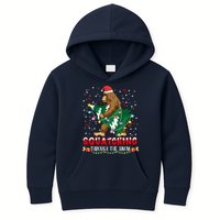 Sasquatch Christmas Squatching Bigfoot Santa Xmas Tree Light Kids Hoodie