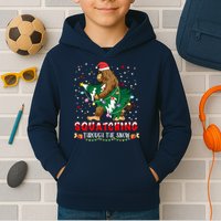 Sasquatch Christmas Squatching Bigfoot Santa Xmas Tree Light Kids Hoodie