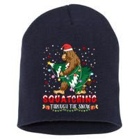 Sasquatch Christmas Squatching Bigfoot Santa Xmas Tree Light Short Acrylic Beanie