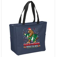 Sasquatch Christmas Squatching Bigfoot Santa Xmas Tree Light Zip Tote Bag