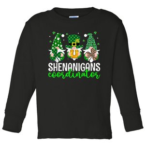 Shenanigans Coordinator St Patricks Day Gnomes Green Proud Toddler Long Sleeve Shirt