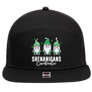 Shenanigans Coordinator St Patricks Day Gnomes 7 Panel Mesh Trucker Snapback Hat