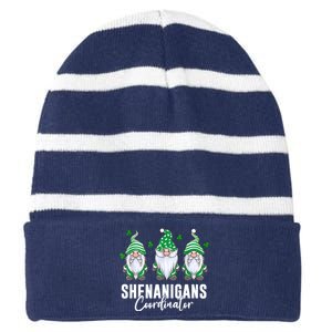 Shenanigans Coordinator St Patricks Day Gnomes Striped Beanie with Solid Band