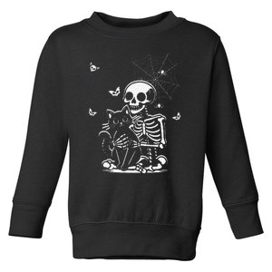 Skeleton Cat Skull Holding Kitty Cute Goth Halloween Toddler Sweatshirt