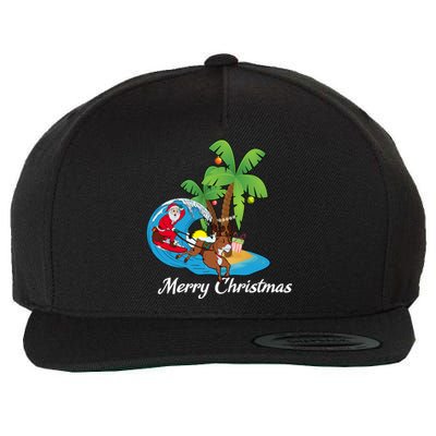 Surfing Christmas Santa Claus Comes To The City Funny Gift Wool Snapback Cap