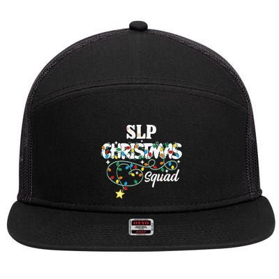 Slp Christmas Squad Speechlanguage Pathologist Xmas Lights 7 Panel Mesh Trucker Snapback Hat