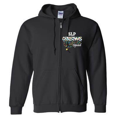 Slp Christmas Squad Speechlanguage Pathologist Xmas Lights Full Zip Hoodie