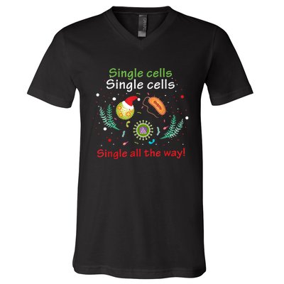 Single Cells Single Cells Science Biology Christmas V-Neck T-Shirt