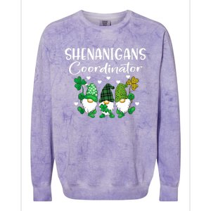 Shenanigans Coordinator St Patricks Day Gnomes Green Proud Colorblast Crewneck Sweatshirt