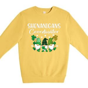 Shenanigans Coordinator St Patricks Day Gnomes Green Proud Premium Crewneck Sweatshirt