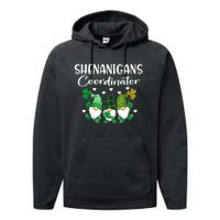 Shenanigans Coordinator St Patricks Day Gnomes Green Proud Performance Fleece Hoodie