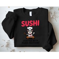 Sushi Cat  Sushi Roll Japanese Food Preppy Cat Sweatshirt