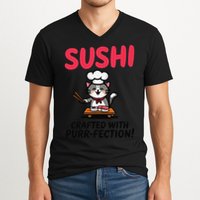 Sushi Cat  Sushi Roll Japanese Food Preppy Cat V-Neck T-Shirt