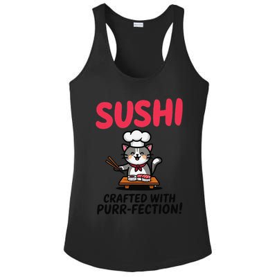 Sushi Cat  Sushi Roll Japanese Food Preppy Cat Ladies PosiCharge Competitor Racerback Tank