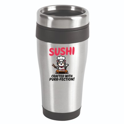 Sushi Cat  Sushi Roll Japanese Food Preppy Cat 16oz Travel Tumbler