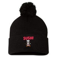 Sushi Cat  Sushi Roll Japanese Food Preppy Cat Pom Pom 12in Knit Beanie