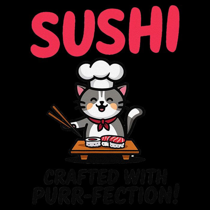 Sushi Cat  Sushi Roll Japanese Food Preppy Cat Pom Pom 12in Knit Beanie