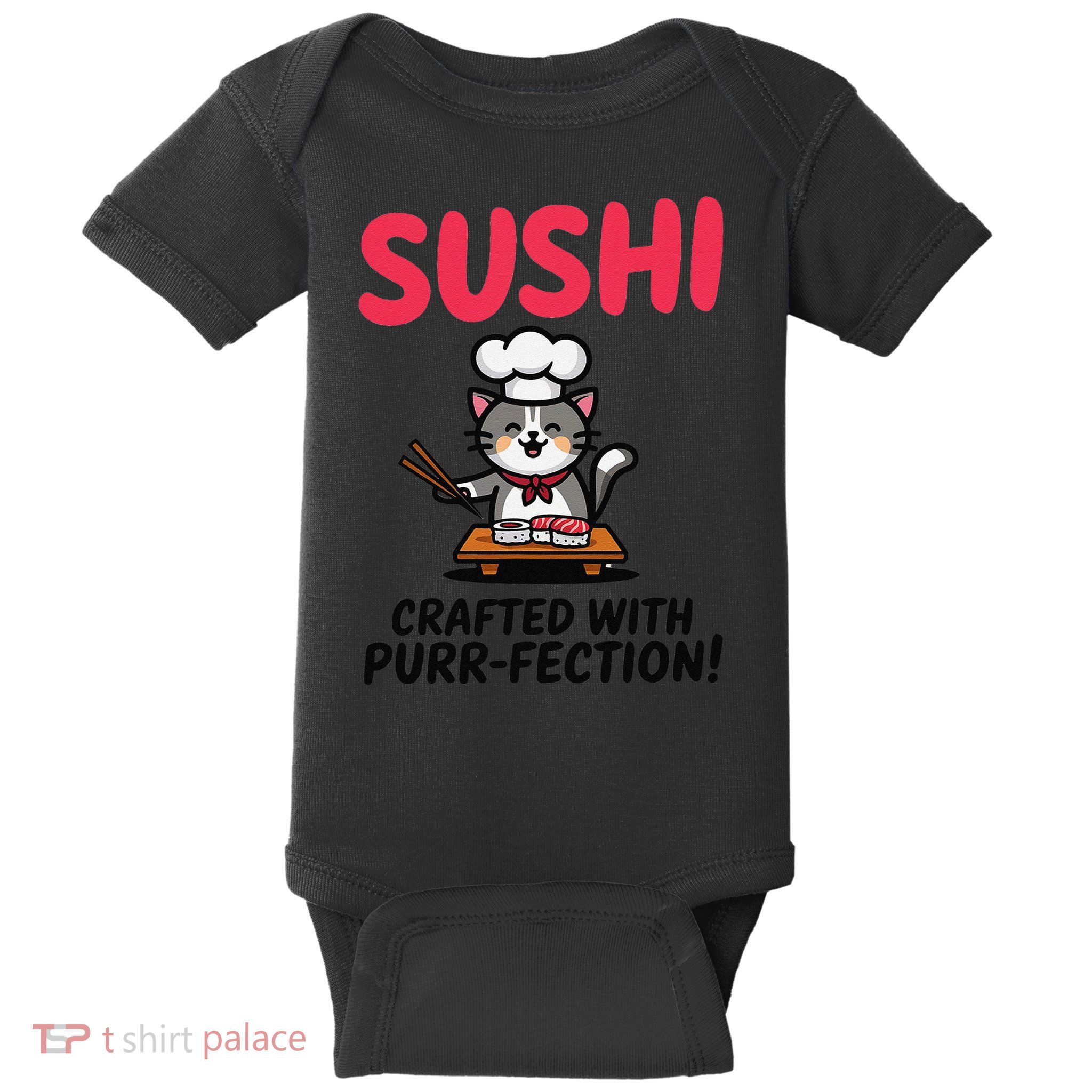 Sushi Cat  Sushi Roll Japanese Food Preppy Cat Baby Bodysuit