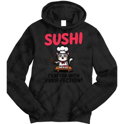 Sushi Cat  Sushi Roll Japanese Food Preppy Cat Tie Dye Hoodie