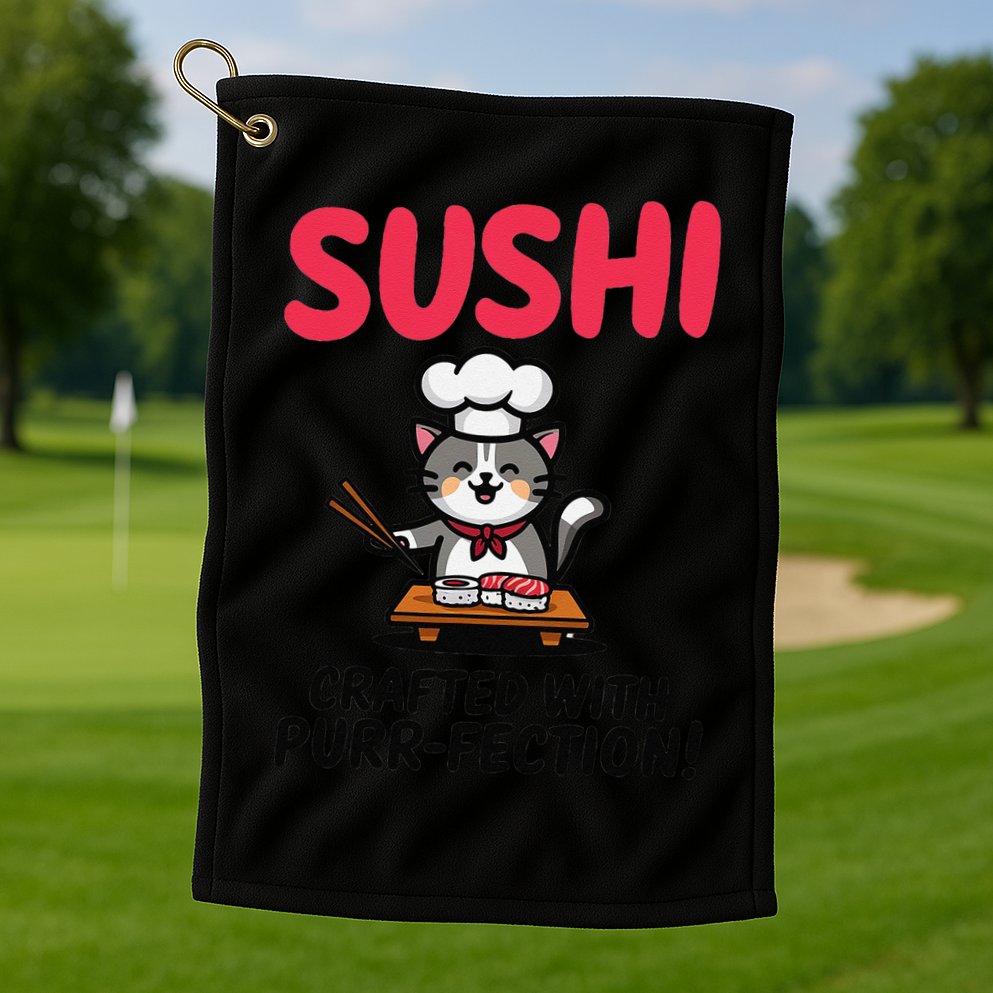 Sushi Cat  Sushi Roll Japanese Food Preppy Cat Golf Towel