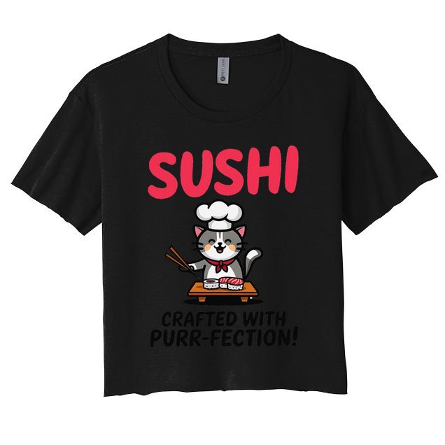 Sushi Cat  Sushi Roll Japanese Food Preppy Cat Crop Top