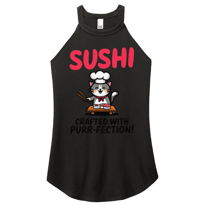 Sushi Cat  Sushi Roll Japanese Food Preppy Cat Women's Perfect Tri Rocker Tank