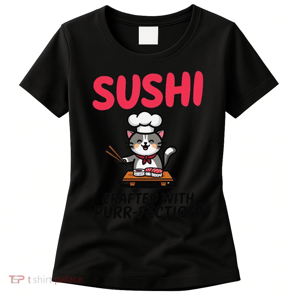 Sushi Cat  Sushi Roll Japanese Food Preppy Cat Womens T-Shirt